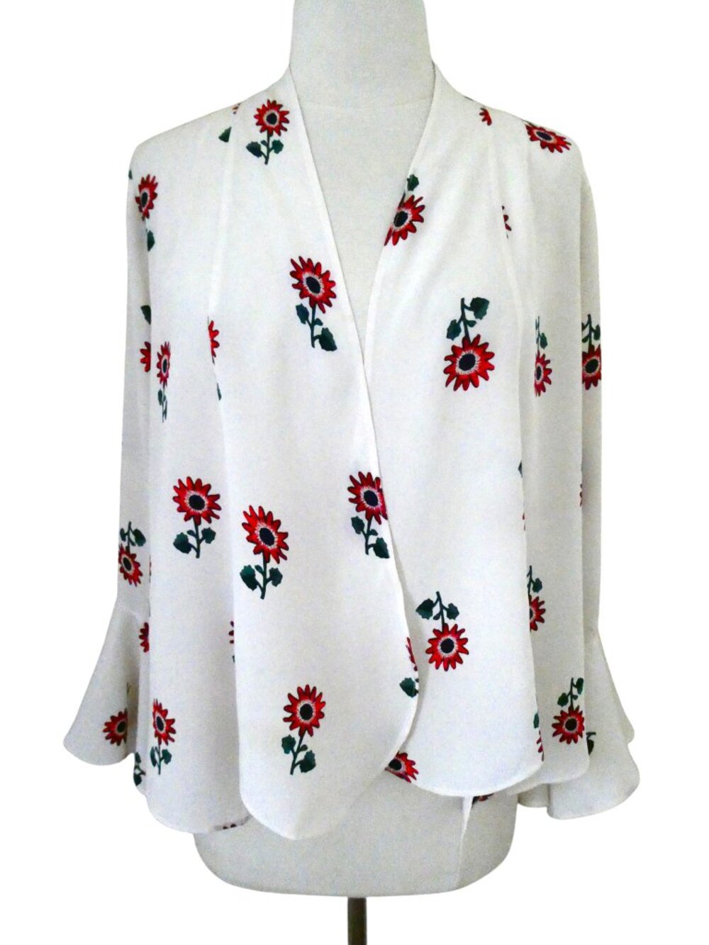 STONE COLD FOX floral print open front silk top M/L